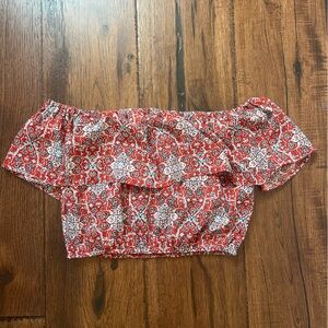 Red off the shoulder crop top